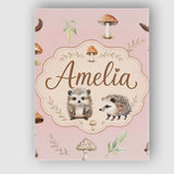 Personalised Name Woodland Hedgehogs with Custom  Unique Gift Idea Elegant Feature Canvas Wall Art Print Decor Picture Ready to Hang