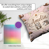 Custom Name Woodland Hedgehogs with Mushrooms Leaves Soft Cream Square Filled Cushion Throw Pillow Sofa Bed Home Decor Zip Washable UK Made