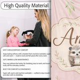 Woodland Hedgehogs with Mushrooms Leaves Soft Cream Seamless  Personalised Custom Name Super Soft Fleece Blanket Bed Sofa Throw