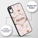 Woodland Hedgehogs with Mushrooms Leaves Soft Custom Name Protective Phone Case Mobile Cover Durable Everyday Smartphone Shock Resistant