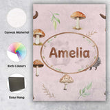 Personalised Name Woodland Hedgehogs with Custom  Unique Gift Idea Elegant Feature Canvas Wall Art Print Decor Picture Ready to Hang