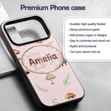 Woodland Hedgehogs with Mushrooms Leaves Soft Custom Name Protective Phone Case Mobile Cover Durable Everyday Smartphone Shock Resistant