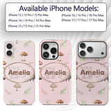 Woodland Hedgehogs with Mushrooms Leaves Soft Custom Name Protective Phone Case Mobile Cover Durable Everyday Smartphone Shock Resistant