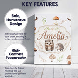 Personalised Name Cute Woodland Hedgehogs Custom  Unique Gift Idea Elegant Feature Canvas Wall Art Print Decor Picture Ready to Hang