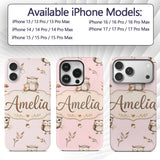 Cute Woodland Owls with Mushrooms Leaves Soft Custom Name Protective Phone Case Mobile Cover Durable Everyday Smartphone Shock Resistant