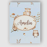 Personalised Name Cute Woodland Owls with Custom  Unique Gift Idea Elegant Feature Canvas Wall Art Print Decor Picture Ready to Hang