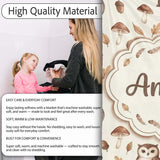 Cute Woodland Owls with Mushrooms Leaves Soft Beige Background  Personalised Custom Name Super Soft Fleece Blanket Bed Sofa Throw