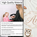 Woodland Owls with Mushrooms Leaves Warm Neutral Seamless Pattern  Personalised Custom Name Super Soft Fleece Blanket Bed Sofa Throw