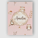 Personalised Name Cute Woodland Owls with Custom  Unique Gift Idea Elegant Feature Canvas Wall Art Print Decor Picture Ready to Hang