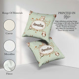Custom Name Woodland Owls with Mushrooms Leaves Soft Sage Green Square Filled Cushion Throw Pillow Sofa Bed Home Decor Zip Washable UK Made