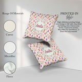 Custom Name Cute Easter Bunnies with Flowers Carrots Soft Cream Square Filled Cushion Throw Pillow Sofa Bed Home Decor Zip Washable UK Made
