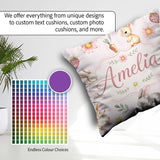 Custom Name Cute Easter Bunnies with Flowers Carrots Soft Beige Square Filled Cushion Throw Pillow Sofa Bed Home Decor Zip Washable UK Made