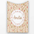 Easter Bunnies with Flowers Carrots Light Neutral Seamless Pattern  Personalised Custom Name Super Soft Fleece Blanket Bed Sofa Throw