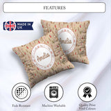 Custom Name Easter Bunnies with Flowers Carrots Neutral Seamless Square Filled Cushion Throw Pillow Sofa Bed Home Decor Zip Washable UK Made