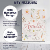 Personalised Name Cute Easter Bunnies with Custom  Unique Gift Idea Elegant Feature Canvas Wall Art Print Decor Picture Ready to Hang