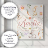 Personalised Name Cute Easter Bunnies with Custom  Unique Gift Idea Elegant Feature Canvas Wall Art Print Decor Picture Ready to Hang