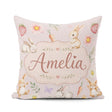 Custom Name Cute Easter Bunnies with Flowers Carrots Soft Pink Square Filled Cushion Throw Pillow Sofa Bed Home Decor Zip Washable UK Made