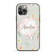 Cute Easter Bunnies with Flowers Carrots Soft Custom Name Protective Phone Case Mobile Cover Durable Everyday Smartphone Shock Resistant