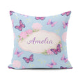 Custom Name Vibrant Pink Purple Sky Blue Seamless Pattern Lovely Square Filled Cushion Throw Pillow Sofa Bed Home Decor Zip Washable UK Made