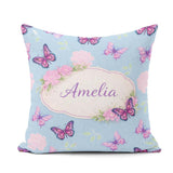 Custom Name Vibrant Pink Purple Sky Blue Seamless Pattern Lovely Square Filled Cushion Throw Pillow Sofa Bed Home Decor Zip Washable UK Made