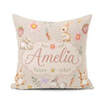 Custom Name Cute Easter Bunnies with Flowers Carrots Soft Beige Square Filled Cushion Throw Pillow Sofa Bed Home Decor Zip Washable UK Made