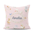 Custom Name Swan and Ducklings with Mushrooms Soft Pink Seamless Square Filled Cushion Throw Pillow Sofa Bed Home Decor Zip Washable UK Made