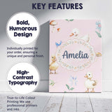 Personalised Name Swan and Ducklings with Custom  Unique Gift Idea Elegant Feature Canvas Wall Art Print Decor Picture Ready to Hang