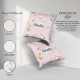 Custom Name Swan and Ducklings with Mushrooms Soft Pink Seamless Square Filled Cushion Throw Pillow Sofa Bed Home Decor Zip Washable UK Made