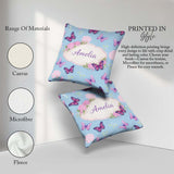 Custom Name Vibrant Pink Purple Sky Blue Seamless Pattern Lovely Square Filled Cushion Throw Pillow Sofa Bed Home Decor Zip Washable UK Made
