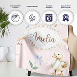 Swan and Ducklings with Flowers Mushrooms Soft Blush Seamless  Personalised Custom Name Super Soft Fleece Blanket Bed Sofa Throw