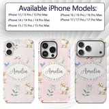 Swan and Ducklings with Flowers Mushrooms Soft Custom Name Protective Phone Case Mobile Cover Durable Everyday Smartphone Shock Resistant
