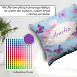 Custom Name Vibrant Pink Purple Sky Blue Seamless Pattern Lovely Square Filled Cushion Throw Pillow Sofa Bed Home Decor Zip Washable UK Made