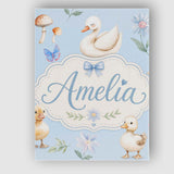 Personalised Name Swan and Ducklings with Custom  Unique Gift Idea Elegant Feature Canvas Wall Art Print Decor Picture Ready to Hang