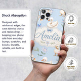 Swan and Ducklings with Flowers Mushrooms Soft Custom Name Protective Phone Case Mobile Cover Durable Everyday Smartphone Shock Resistant