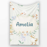 Swan and Ducklings with Flowers Mushrooms Soft Grey Seamless  Personalised Custom Name Super Soft Fleece Blanket Bed Sofa Throw