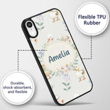Swan and Ducklings with Flowers Mushrooms Soft Custom Name Protective Phone Case Mobile Cover Durable Everyday Smartphone Shock Resistant
