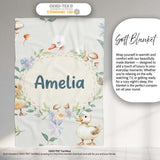 Swan and Ducklings with Flowers Mushrooms Soft Grey Seamless  Personalised Custom Name Super Soft Fleece Blanket Bed Sofa Throw