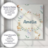 Personalised Name Swan and Ducklings with Custom  Unique Gift Idea Elegant Feature Canvas Wall Art Print Decor Picture Ready to Hang