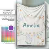 Swan and Ducklings with Flowers Mushrooms Soft Grey Seamless  Personalised Custom Name Super Soft Fleece Blanket Bed Sofa Throw