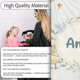 Swan and Ducklings with Flowers Mushrooms Soft Grey Seamless  Personalised Custom Name Super Soft Fleece Blanket Bed Sofa Throw