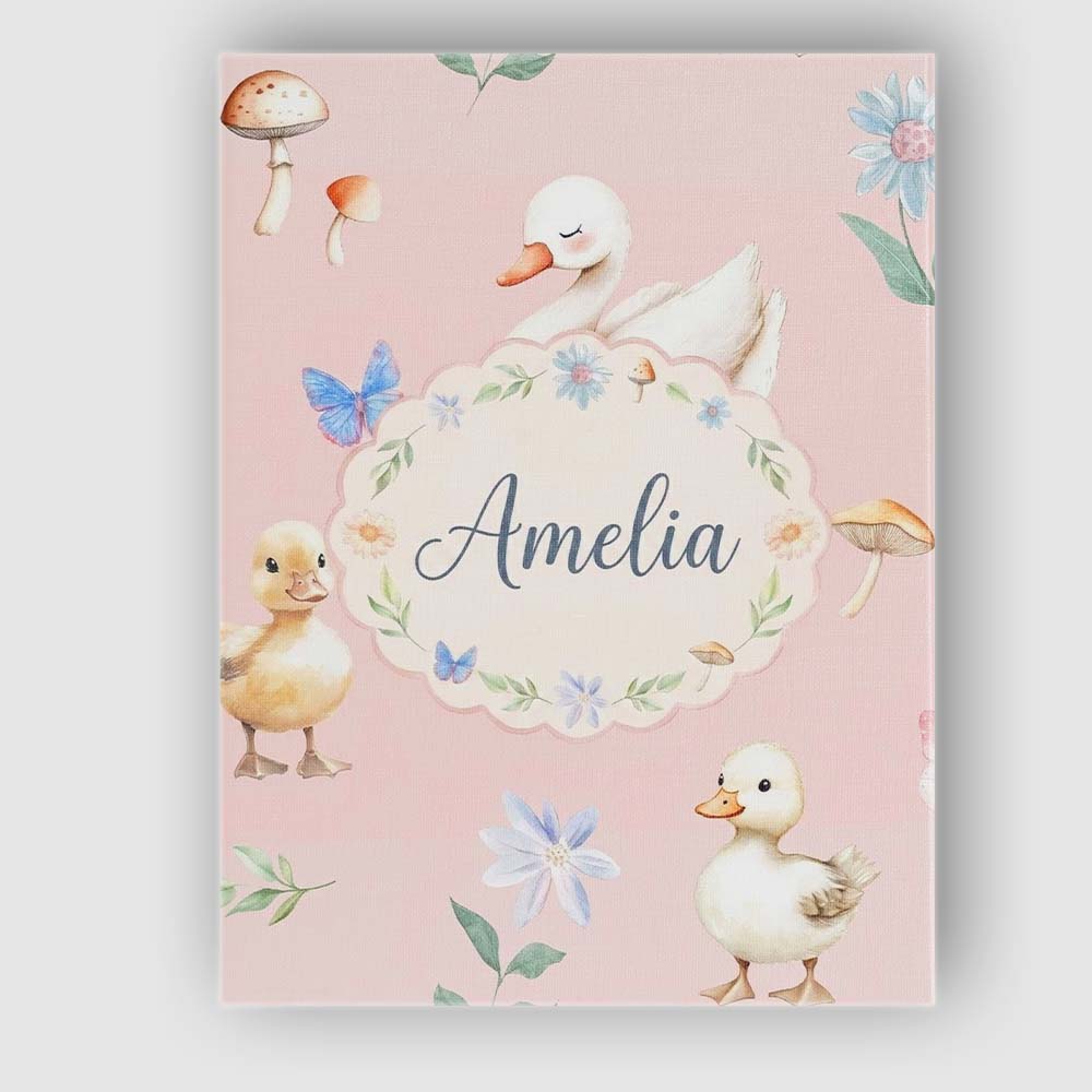 Personalised Name Swan and Ducklings with Custom  Unique Gift Idea Elegant Feature Canvas Wall Art Print Decor Picture Ready to Hang