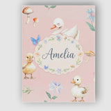 Personalised Name Swan and Ducklings with Custom  Unique Gift Idea Elegant Feature Canvas Wall Art Print Decor Picture Ready to Hang