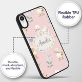 Swan and Ducklings with Flowers Mushrooms Soft Custom Name Protective Phone Case Mobile Cover Durable Everyday Smartphone Shock Resistant