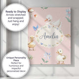 Personalised Name Swan and Ducklings with Custom  Unique Gift Idea Elegant Feature Canvas Wall Art Print Decor Picture Ready to Hang