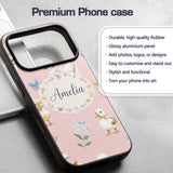 Swan and Ducklings with Flowers Mushrooms Soft Custom Name Protective Phone Case Mobile Cover Durable Everyday Smartphone Shock Resistant