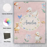 Personalised Name Swan and Ducklings with Custom  Unique Gift Idea Elegant Feature Canvas Wall Art Print Decor Picture Ready to Hang
