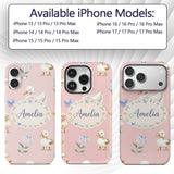 Swan and Ducklings with Flowers Mushrooms Soft Custom Name Protective Phone Case Mobile Cover Durable Everyday Smartphone Shock Resistant