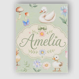 Personalised Name Swan and Ducklings with Custom  Unique Gift Idea Elegant Feature Canvas Wall Art Print Decor Picture Ready to Hang