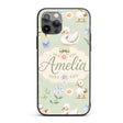 Swan and Ducklings with Flowers Mushrooms Soft Custom Name Protective Phone Case Mobile Cover Durable Everyday Smartphone Shock Resistant