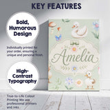 Personalised Name Swan and Ducklings with Custom  Unique Gift Idea Elegant Feature Canvas Wall Art Print Decor Picture Ready to Hang